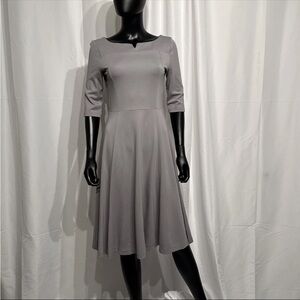 Mary Crafts Fit & Flare Gray Midi Office Dress, Size 4 Gently Loved.